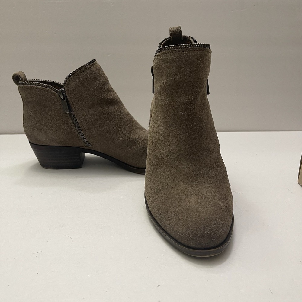 Lucky Brand Womens 8.5 Bartalino Taupe Suede Leather Ankle Boot‎ Zipper Bootie
